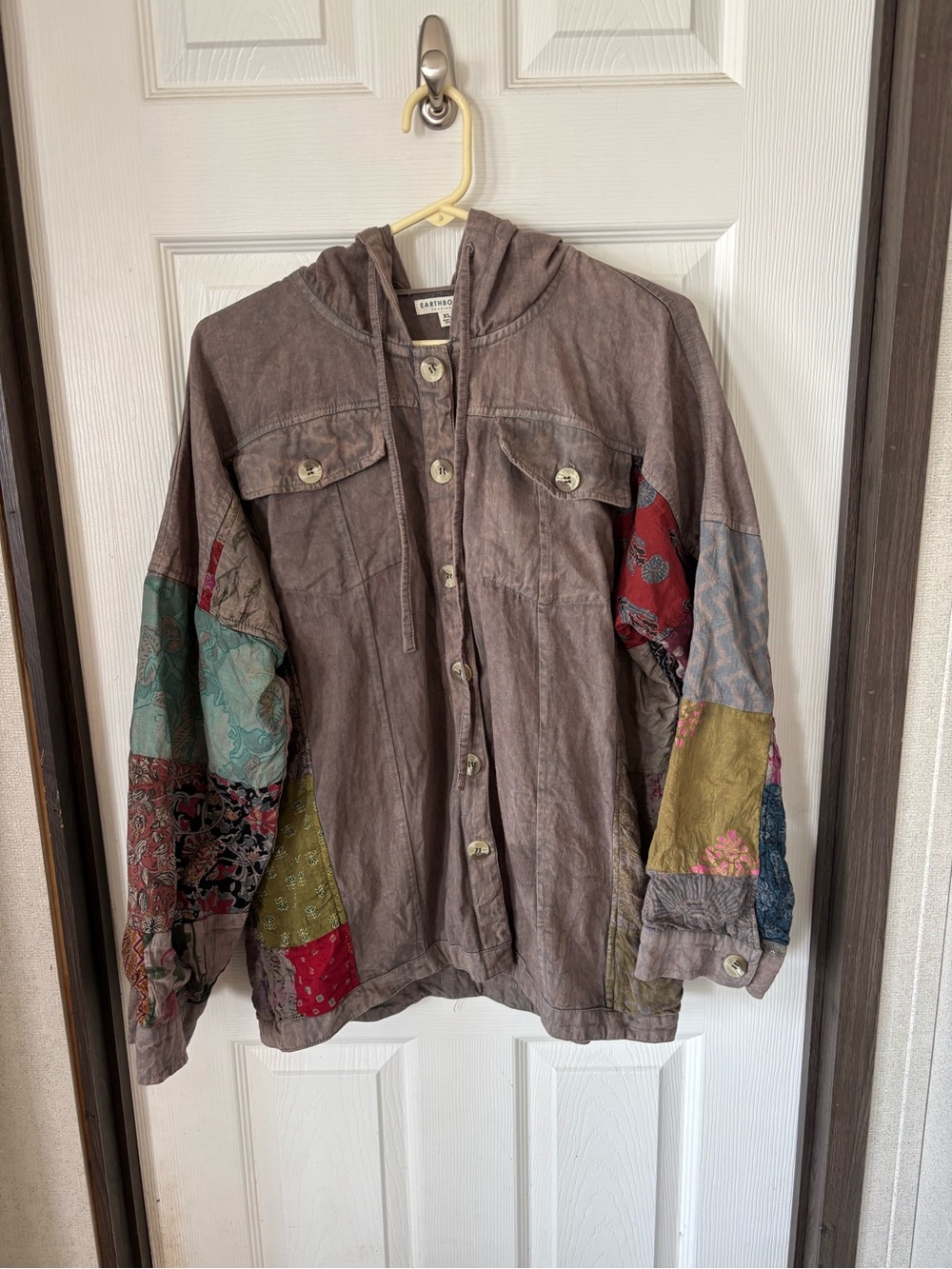 EARTHBOUND Washed Mauve Button-Front Hooded Jacket